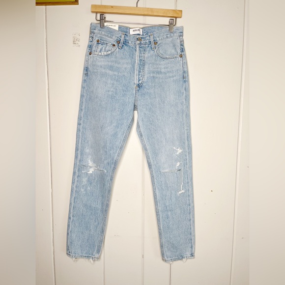NWT REVOLVE AGOLDE Jamie High Rise Classic Shakedown Distressed Light Wash Jeans - Picture 2 of 10